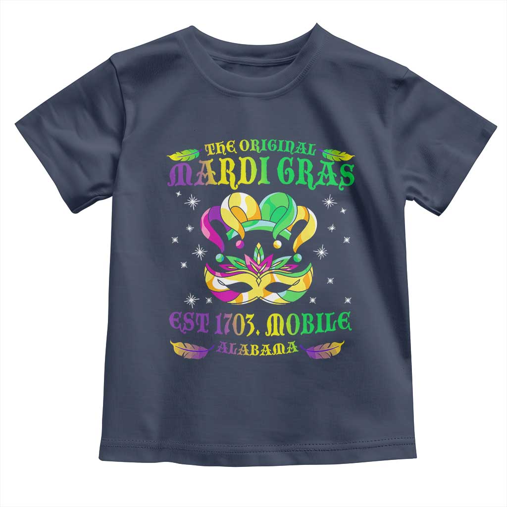 The Original Mardi Gras Toddler T Shirt Mobile Alabama 1703 TS09 Navy Print Your Wear