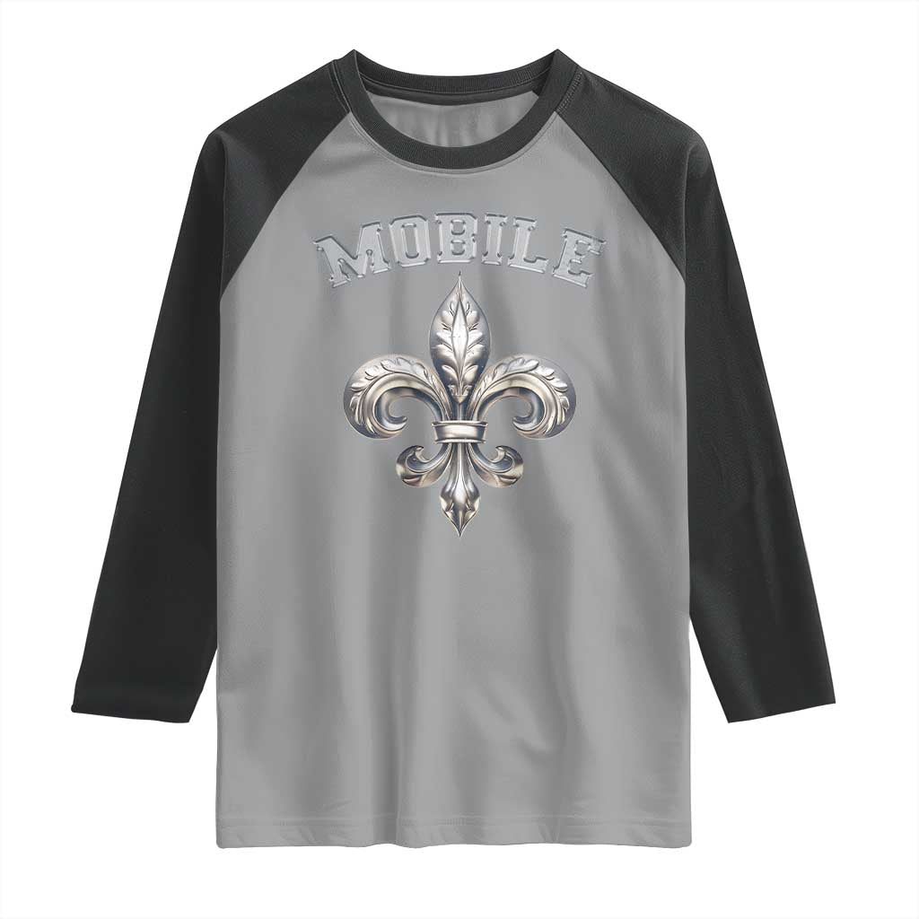 Mardi Gras Mobile Alabama Raglan Shirt TS09 Sport Gray Black Print Your Wear