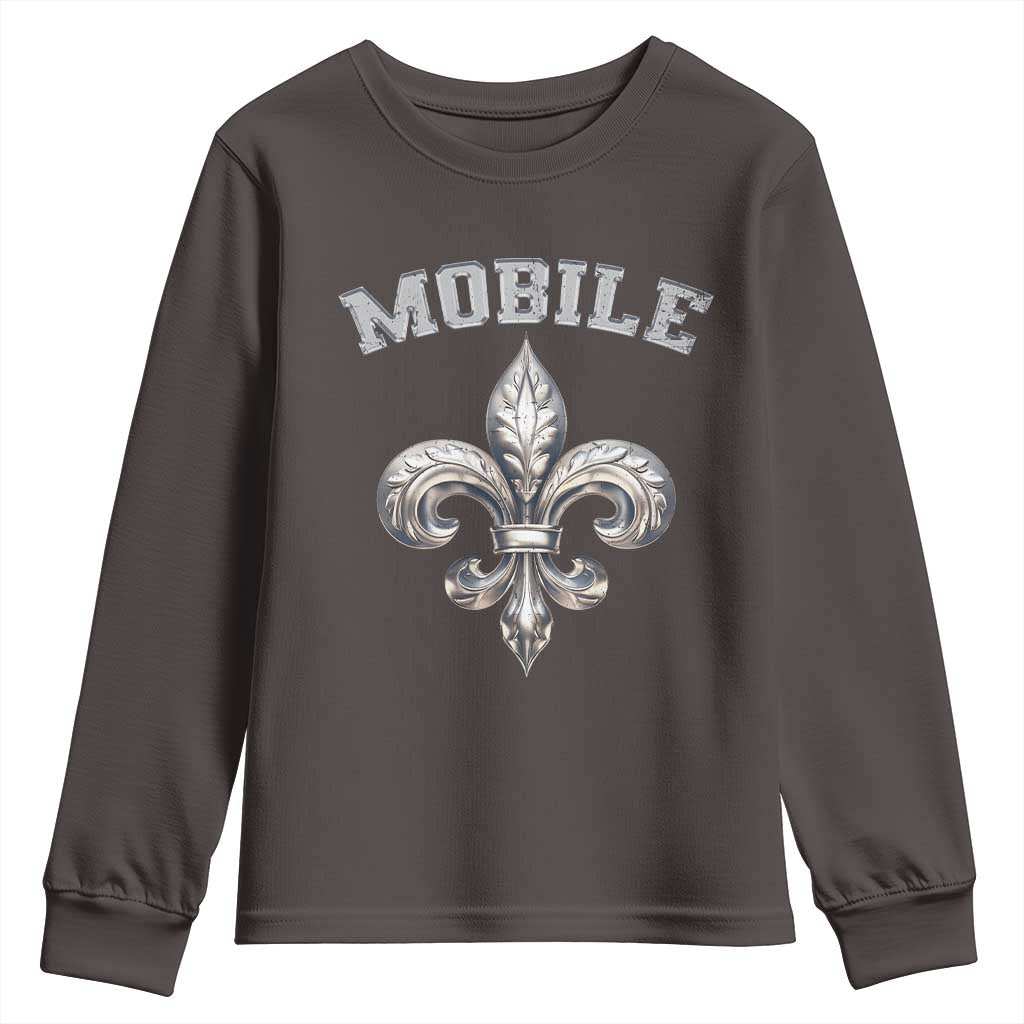 Mardi Gras Mobile Alabama Youth Sweatshirt TS09 Dark Chocolate Print Your Wear