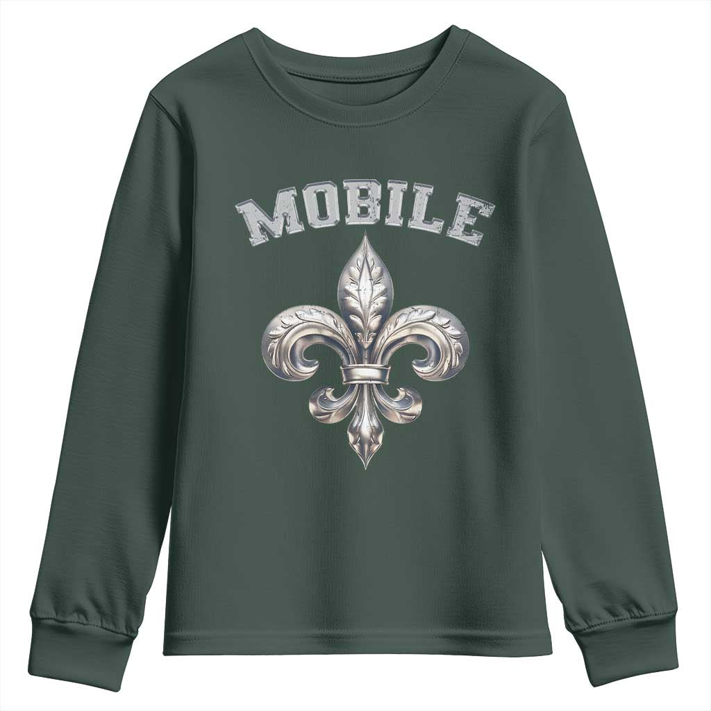 Mardi Gras Mobile Alabama Youth Sweatshirt TS09 Dark Forest Green Print Your Wear