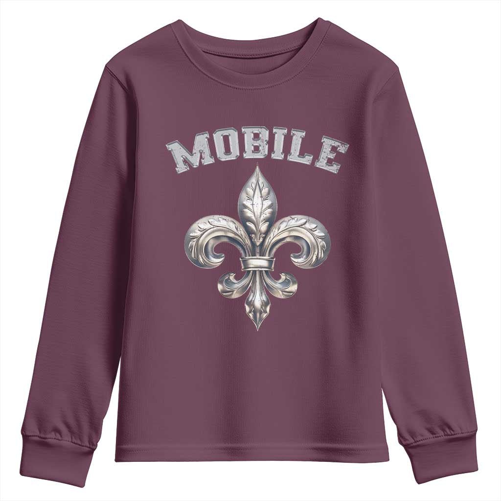 Mardi Gras Mobile Alabama Youth Sweatshirt TS09 Maroon Print Your Wear