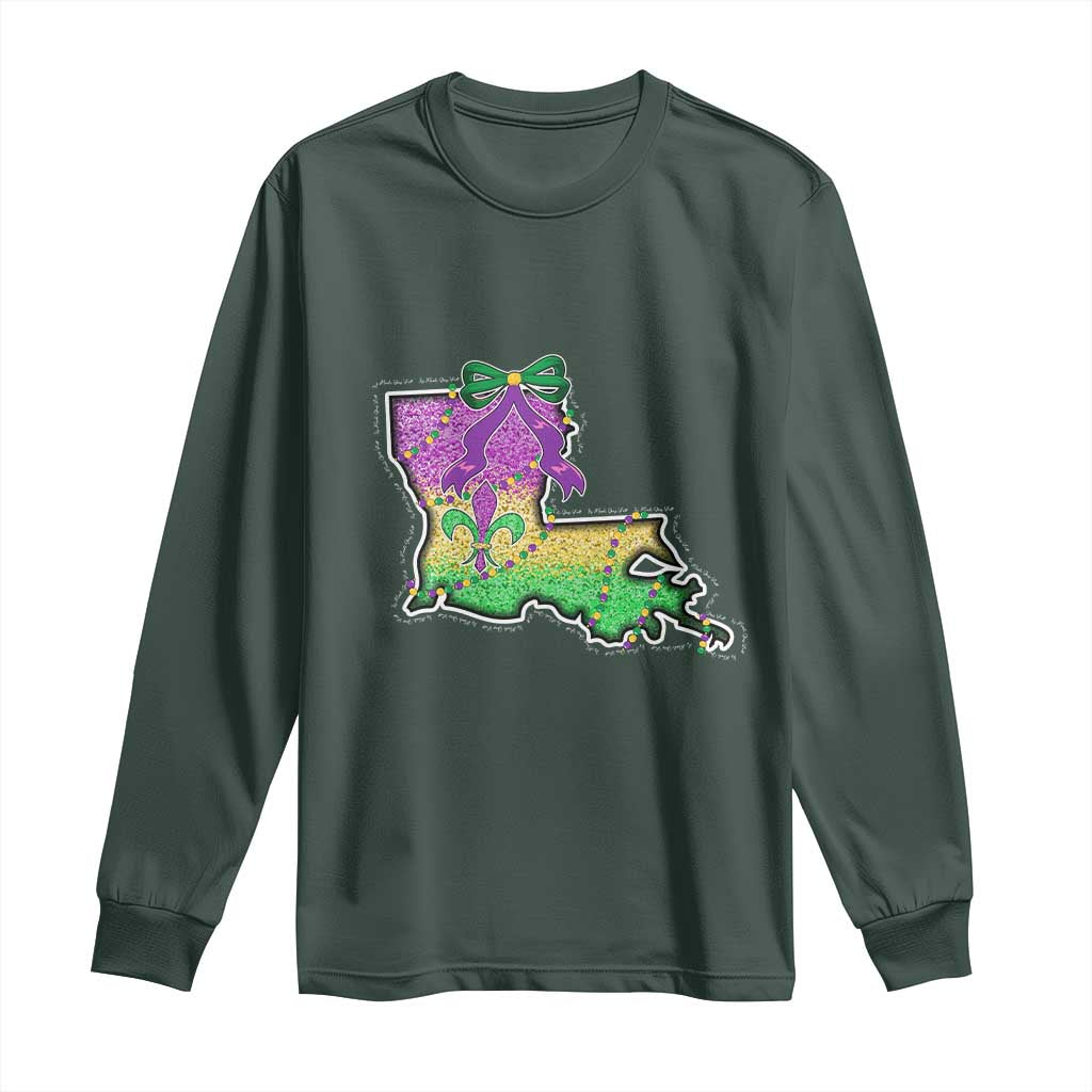 Louisiana Mardi Gras Coquette Long Sleeve Shirt TS09 Dark Forest Green Print Your Wear