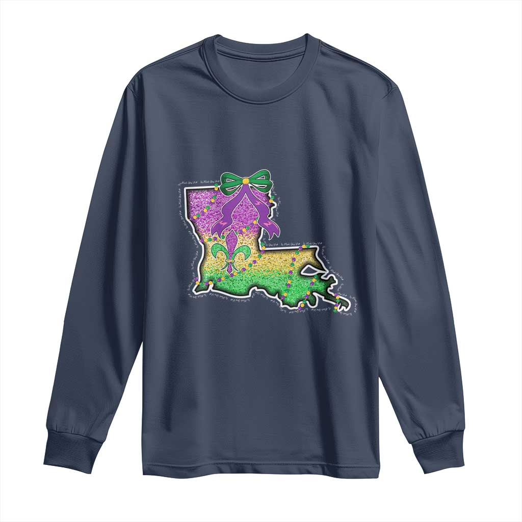 Louisiana Mardi Gras Coquette Long Sleeve Shirt TS09 Navy Print Your Wear