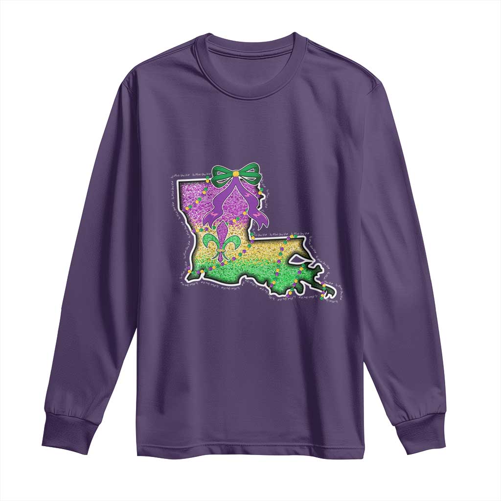 Louisiana Mardi Gras Coquette Long Sleeve Shirt TS09 Purple Print Your Wear