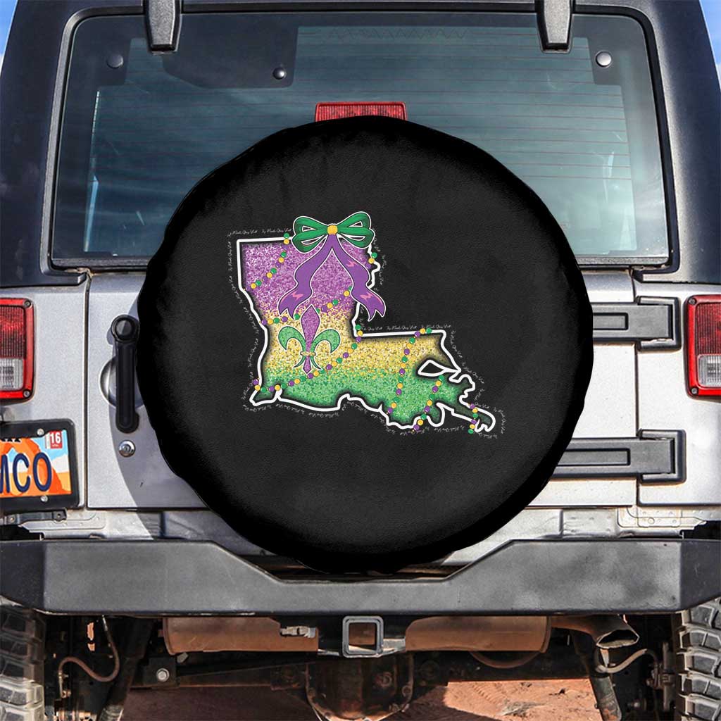 Louisiana Mardi Gras Coquette Spare Tire Cover TS09 No hole Black Print Your Wear