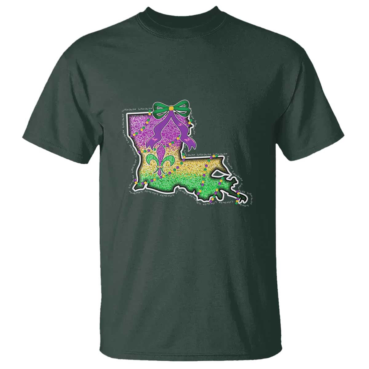 Louisiana Mardi Gras Coquette T Shirt TS09 Dark Forest Green Print Your Wear