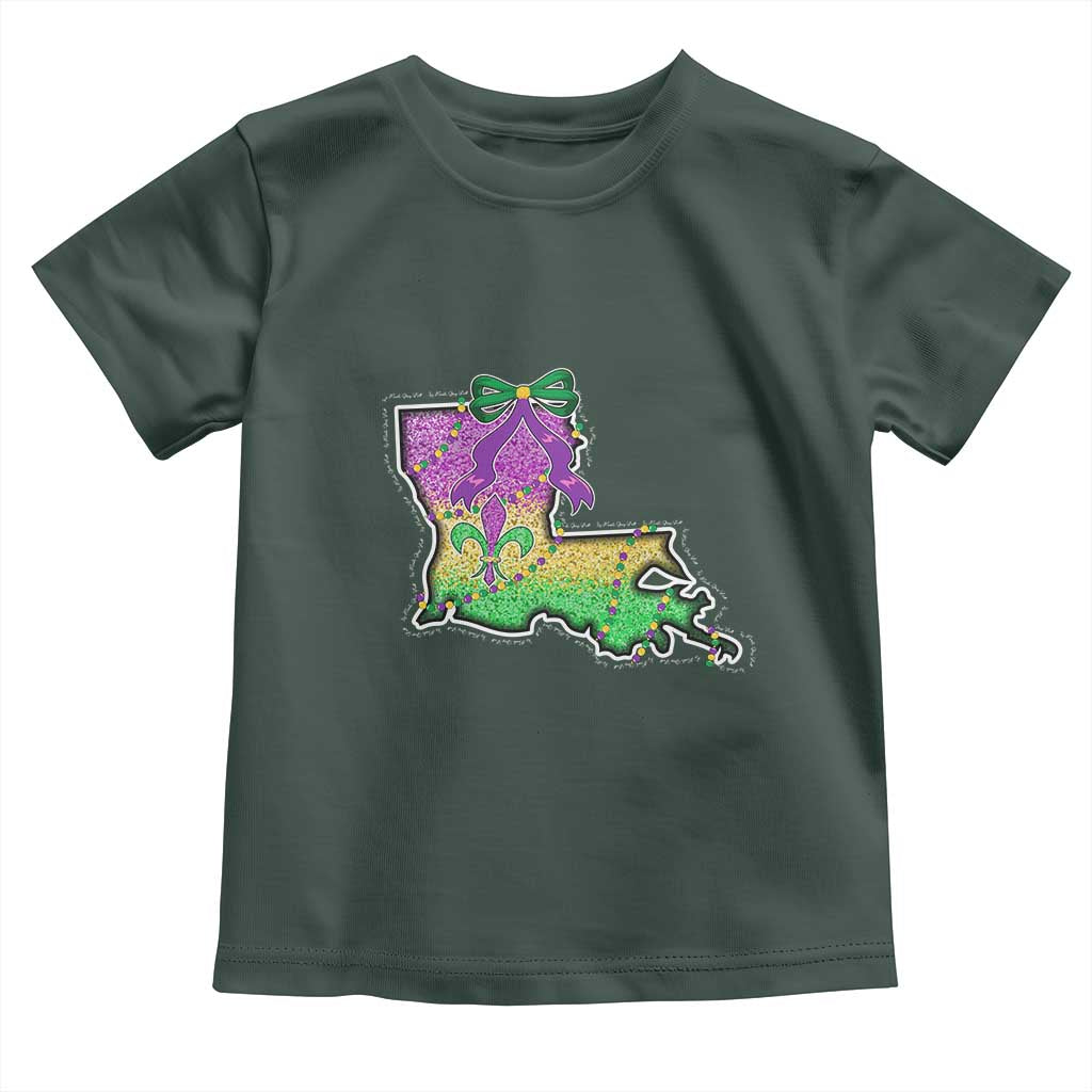 Louisiana Mardi Gras Coquette Toddler T Shirt TS09 Dark Forest Green Print Your Wear