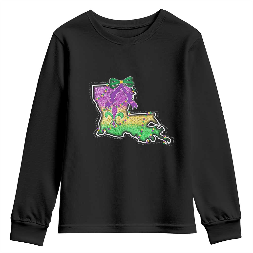Louisiana Mardi Gras Coquette Youth Sweatshirt TS09 Black Print Your Wear