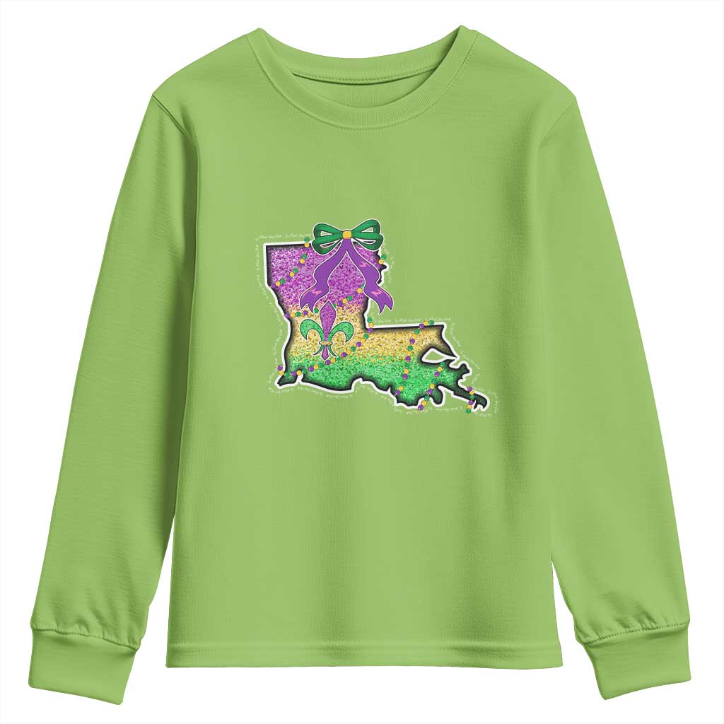 Louisiana Mardi Gras Coquette Youth Sweatshirt TS09 Lime Print Your Wear