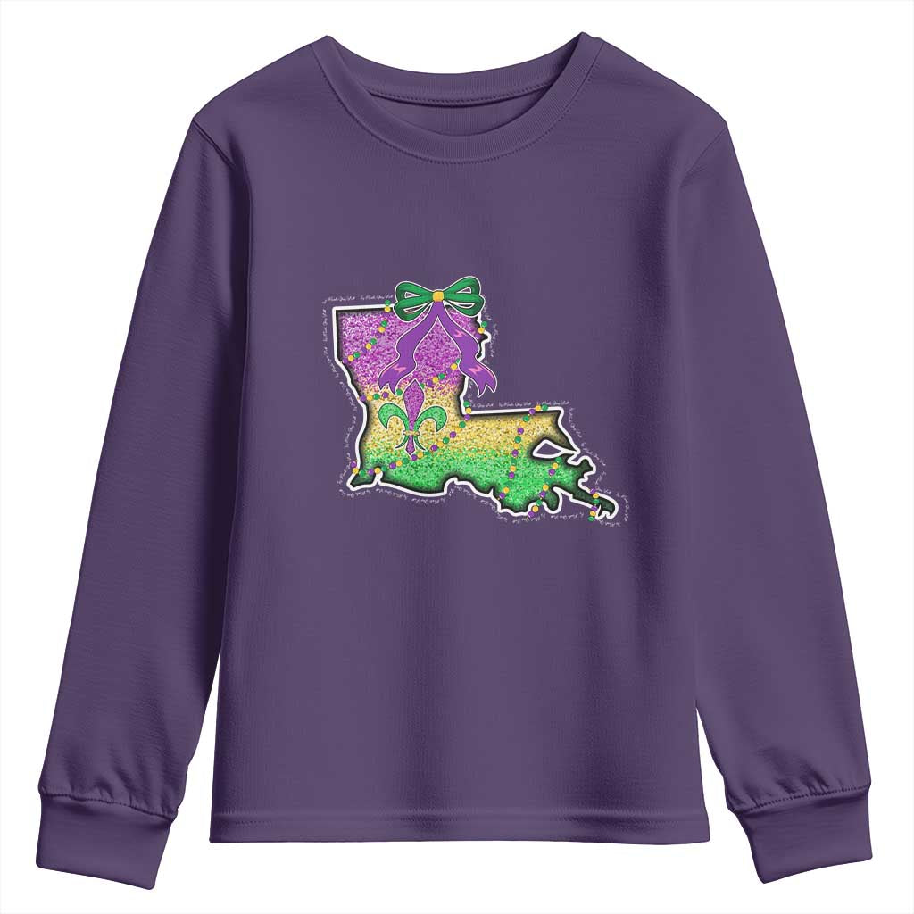 Louisiana Mardi Gras Coquette Youth Sweatshirt TS09 Purple Print Your Wear