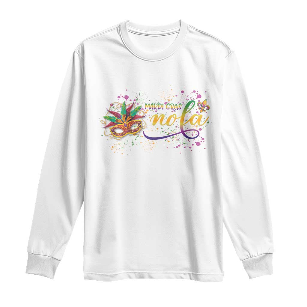 Mardi Gras Long Sleeve Shirt NOLA New Orleans Louisiana TS09 White Print Your Wear