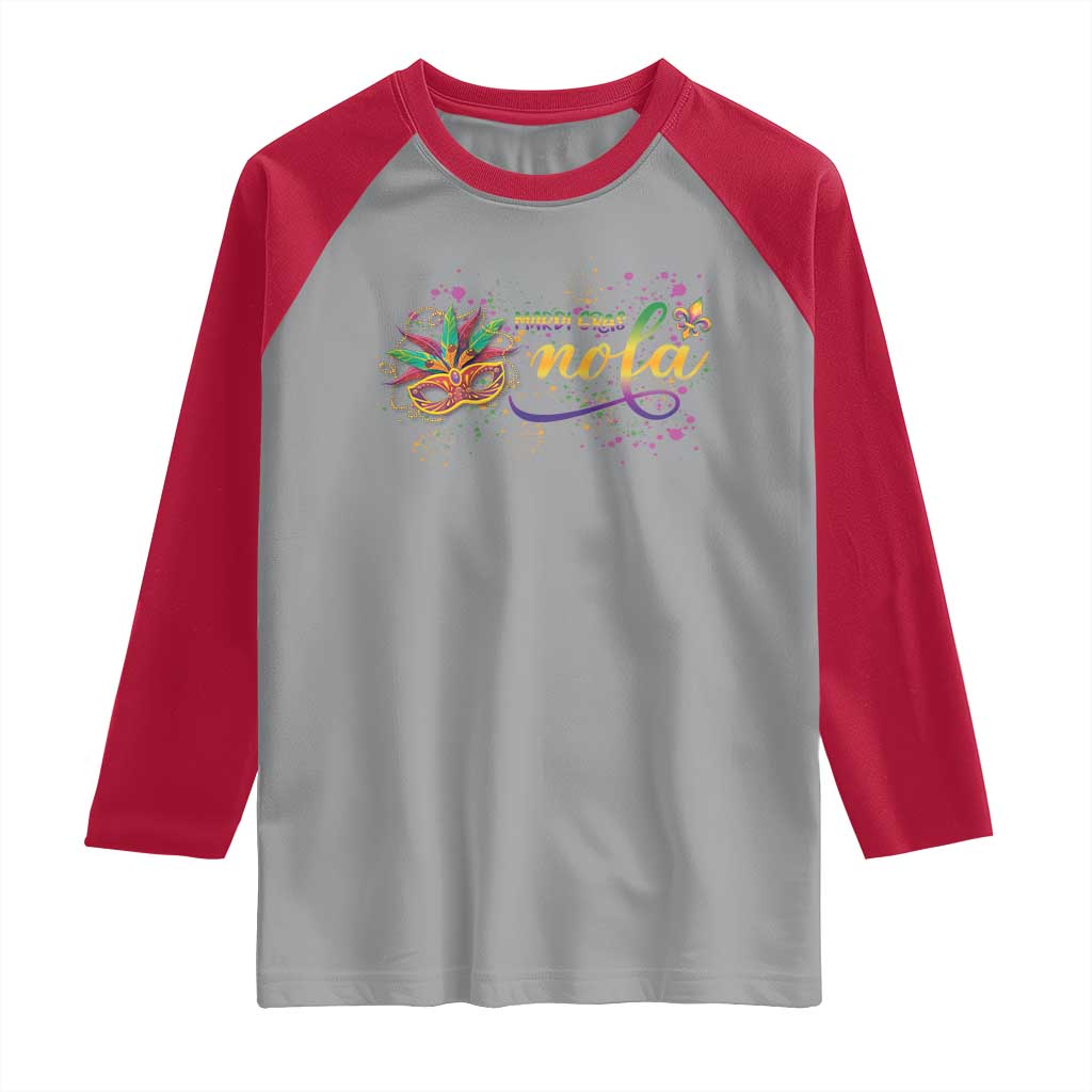 Mardi Gras Raglan Shirt NOLA New Orleans Louisiana TS09 Sport Gray Red Print Your Wear