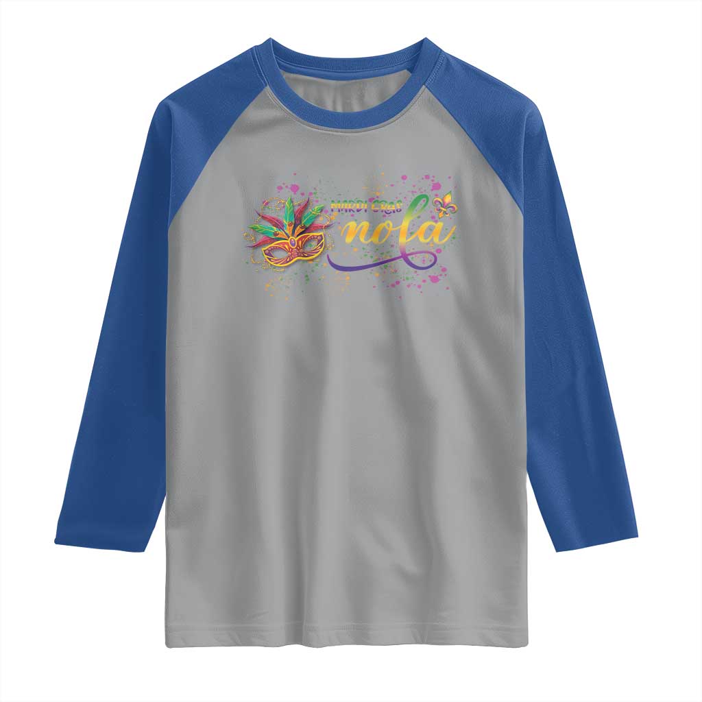 Mardi Gras Raglan Shirt NOLA New Orleans Louisiana TS09 Sport Gray Royal Print Your Wear