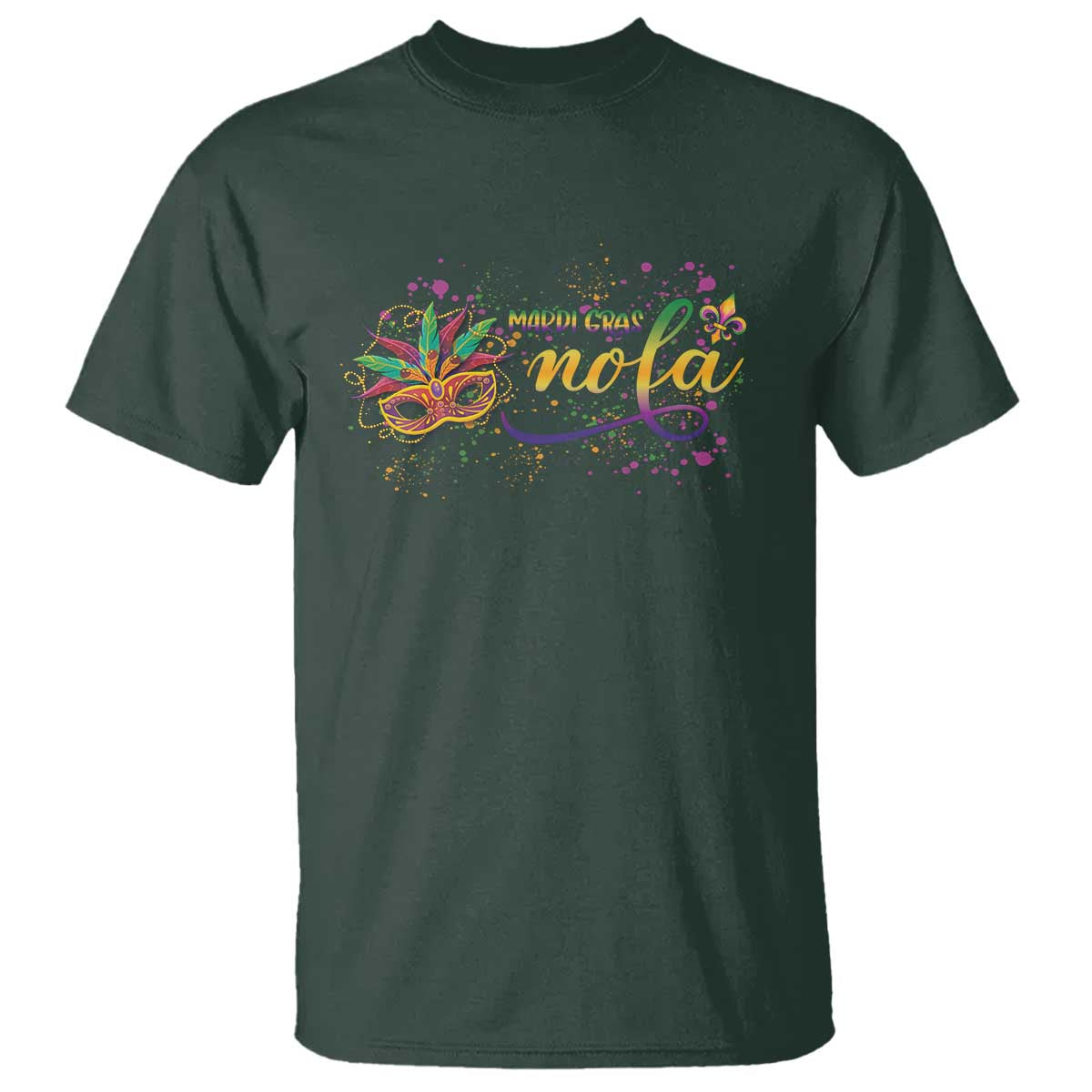 Mardi Gras T Shirt NOLA New Orleans Louisiana TS09 Dark Forest Green Print Your Wear