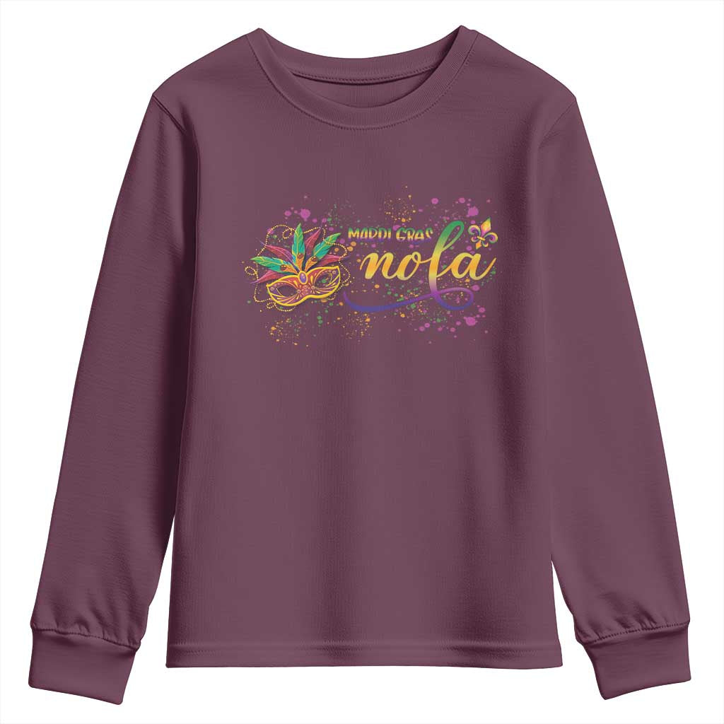 Mardi Gras Youth Sweatshirt NOLA New Orleans Louisiana TS09 Maroon Print Your Wear
