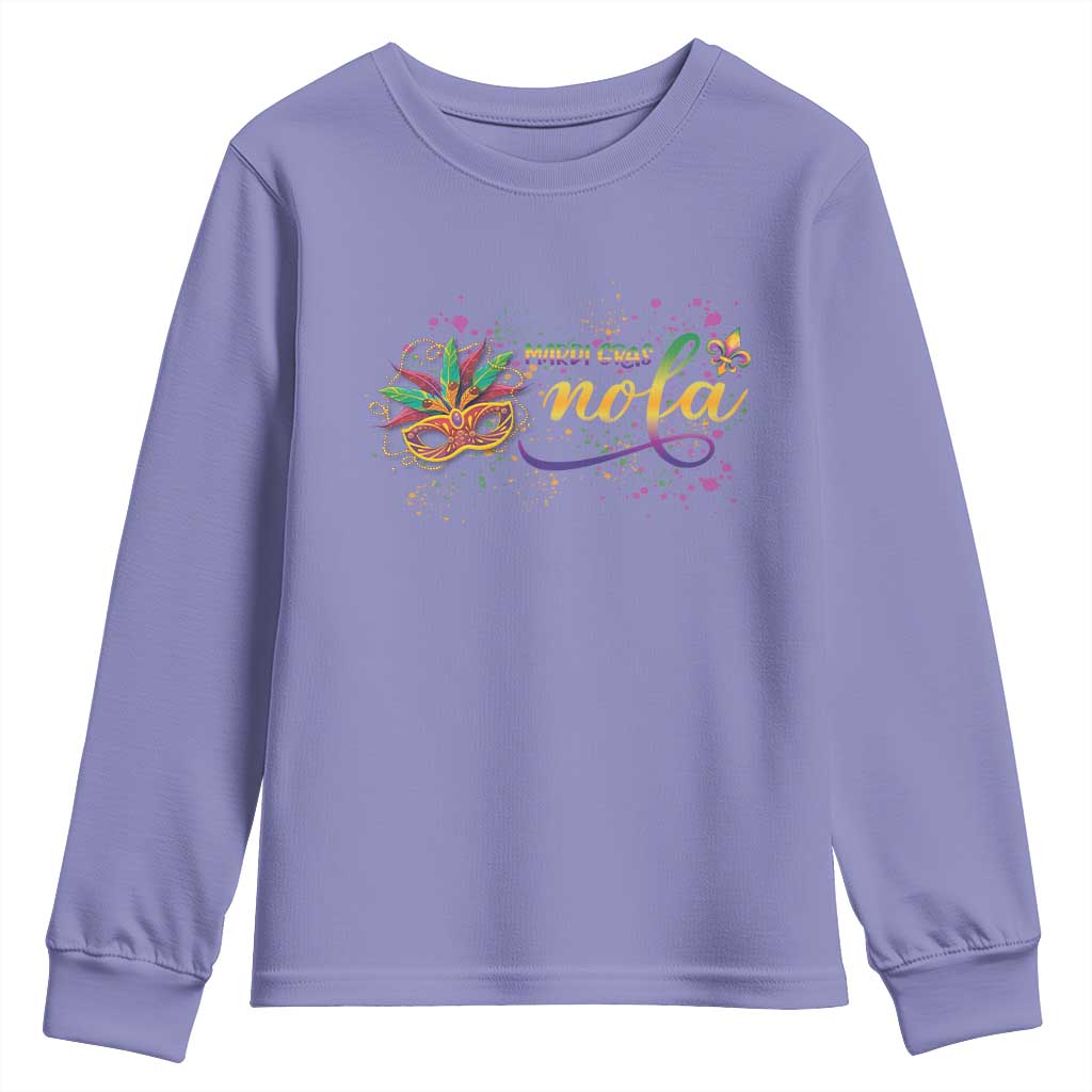 Mardi Gras Youth Sweatshirt NOLA New Orleans Louisiana TS09 Violet Print Your Wear