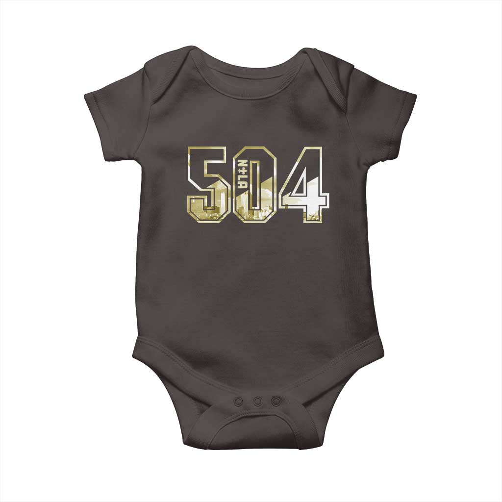 504 NOLA New Orleans Louisiana Baby Onesie TS09 Dark Chocolate Print Your Wear