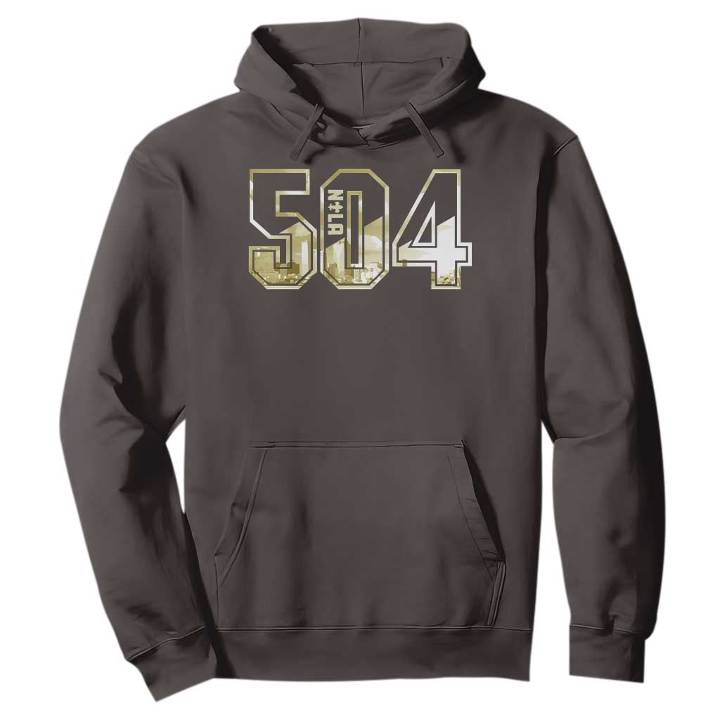 504 NOLA New Orleans Louisiana Hoodie TS09 Dark Chocolate Print Your Wear