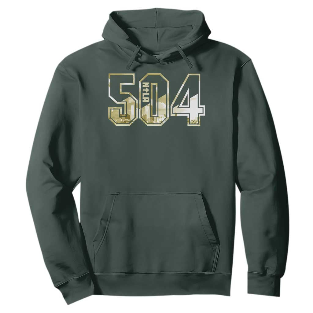 504 NOLA New Orleans Louisiana Hoodie TS09 Dark Forest Green Print Your Wear
