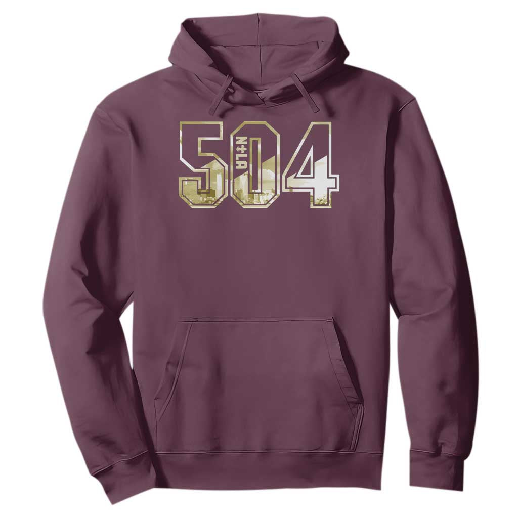 504 NOLA New Orleans Louisiana Hoodie TS09 Maroon Print Your Wear