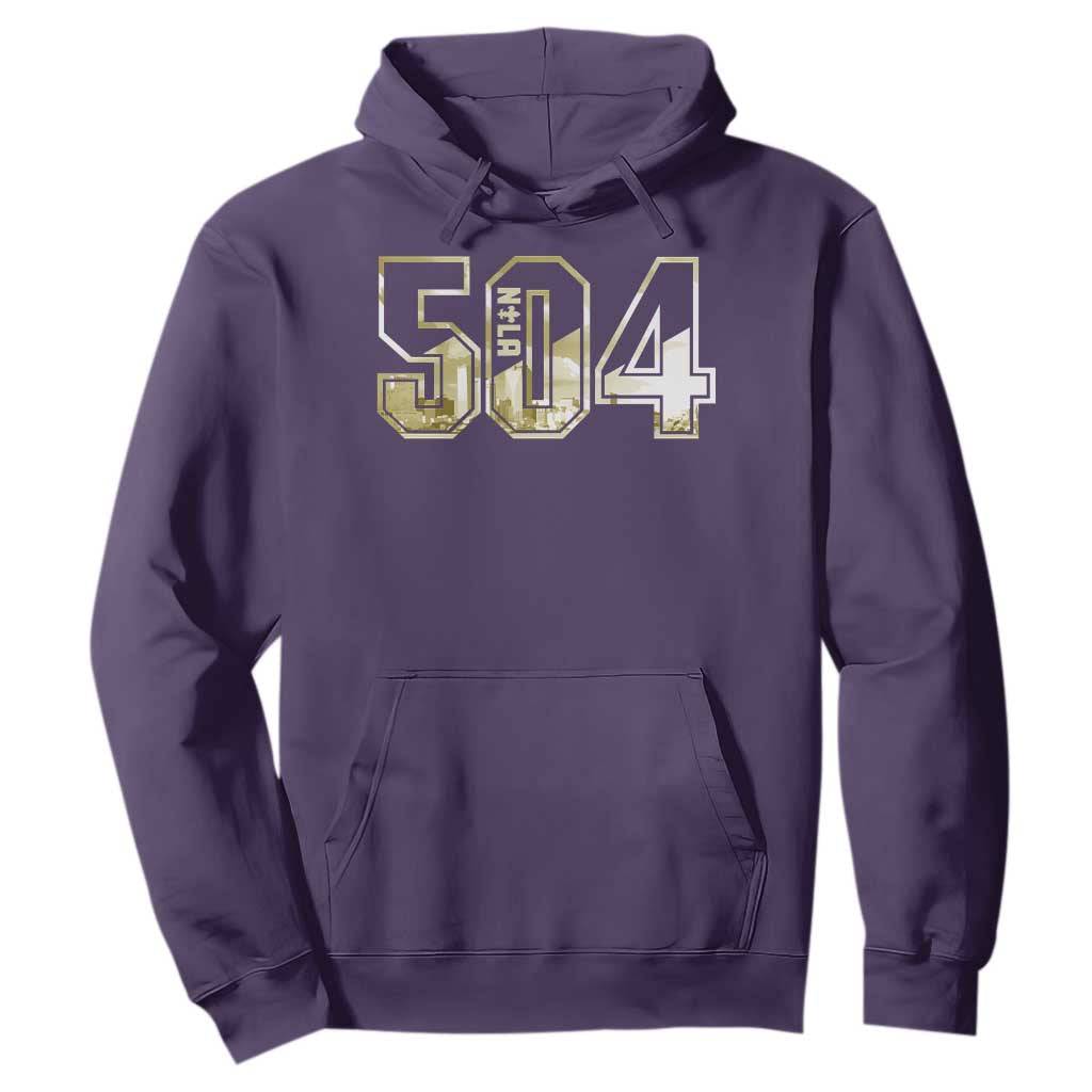 504 NOLA New Orleans Louisiana Hoodie TS09 Purple Print Your Wear