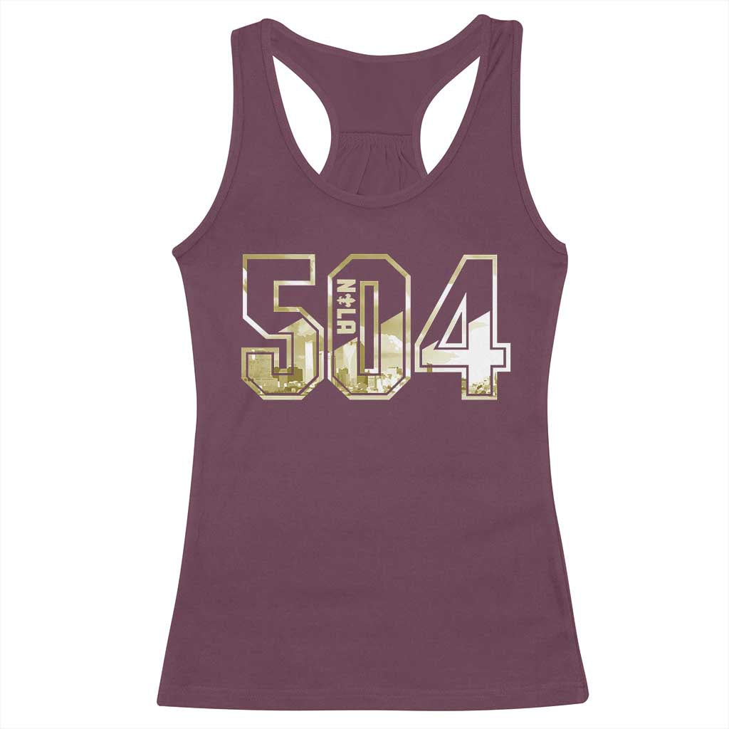 504 NOLA New Orleans Louisiana Racerback Tank Top TS09 Maroon Print Your Wear