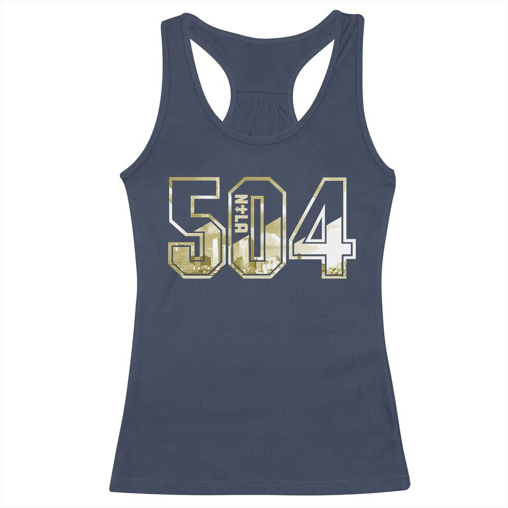 504 NOLA New Orleans Louisiana Racerback Tank Top TS09 Navy Print Your Wear