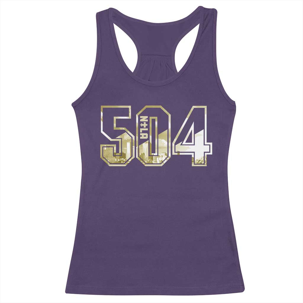 504 NOLA New Orleans Louisiana Racerback Tank Top TS09 Purple Print Your Wear