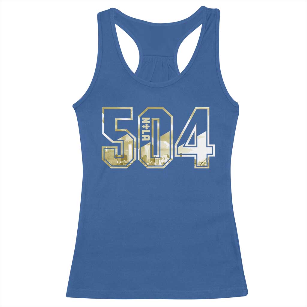 504 NOLA New Orleans Louisiana Racerback Tank Top TS09 Royal Blue Print Your Wear