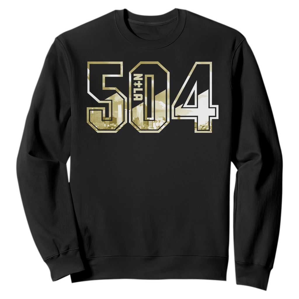 504 NOLA New Orleans Louisiana Sweatshirt TS09 Black Print Your Wear