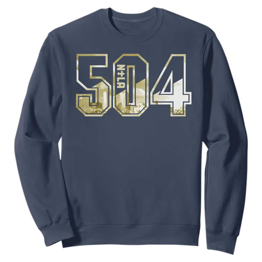 504 NOLA New Orleans Louisiana Sweatshirt TS09 Navy Print Your Wear