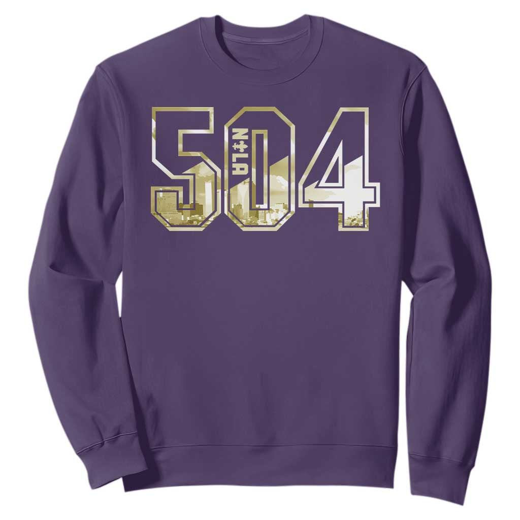 504 NOLA New Orleans Louisiana Sweatshirt TS09 Purple Print Your Wear