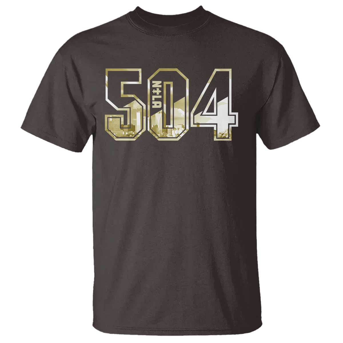 504 NOLA New Orleans Louisiana T Shirt TS09 Dark Chocolate Print Your Wear
