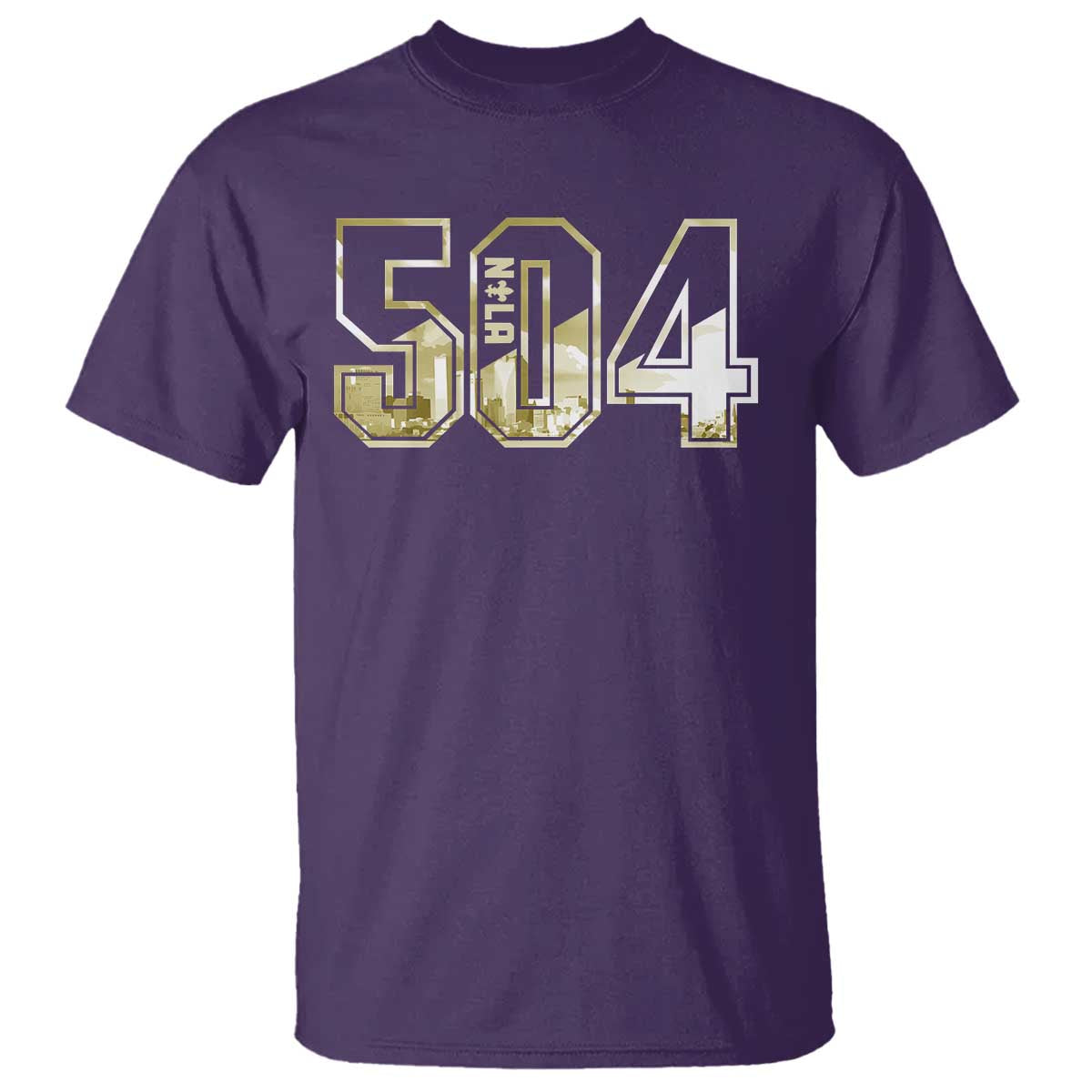 504 NOLA New Orleans Louisiana T Shirt TS09 Purple Print Your Wear