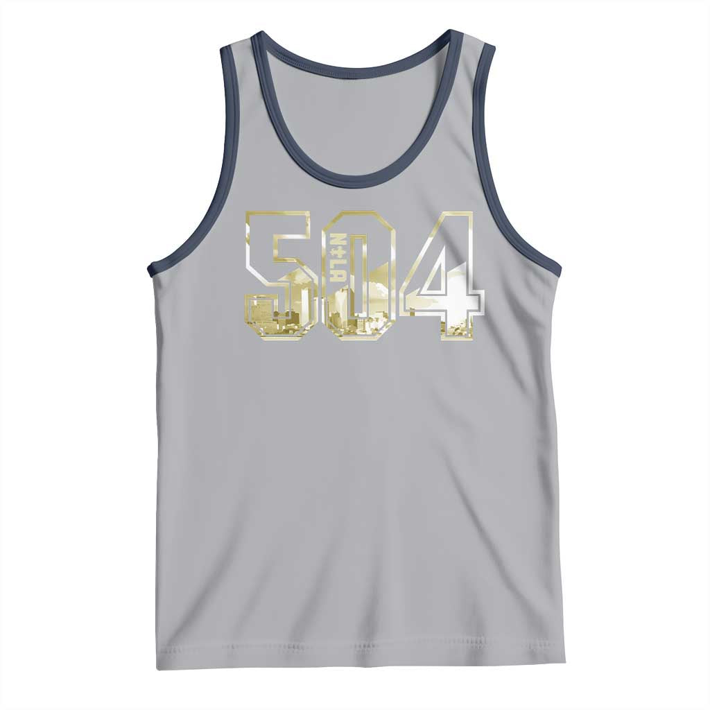 504 NOLA New Orleans Louisiana Tank Top TS09 Athletic Heather Navy Print Your Wear