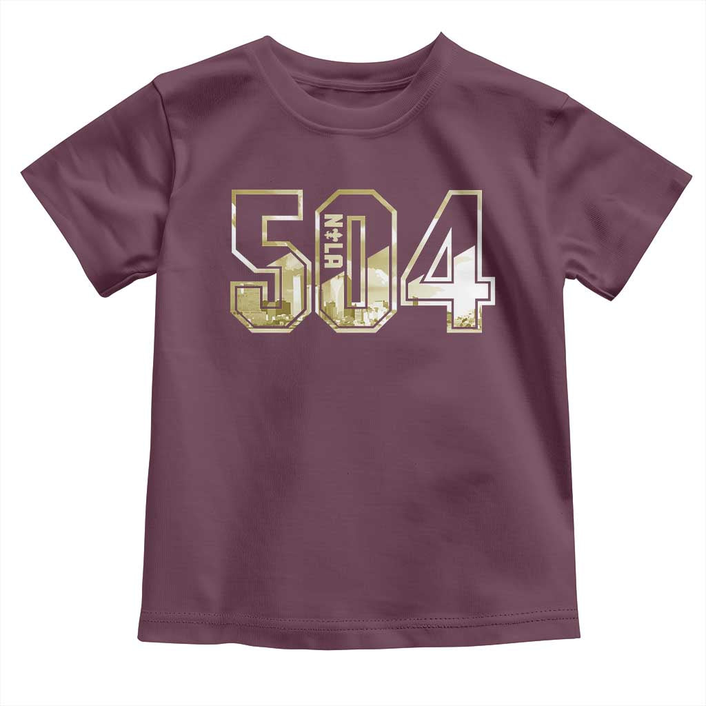 504 NOLA New Orleans Louisiana Toddler T Shirt TS09 Maroon Print Your Wear