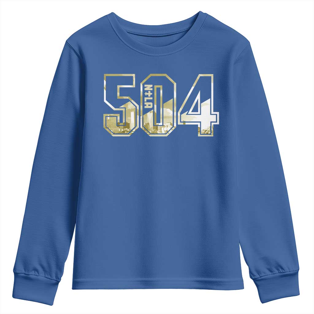 504 NOLA New Orleans Louisiana Youth Sweatshirt TS09 Royal Blue Print Your Wear