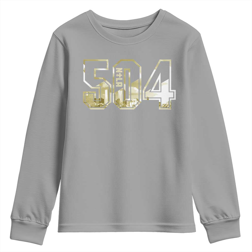 504 NOLA New Orleans Louisiana Youth Sweatshirt TS09 Sport Gray Print Your Wear