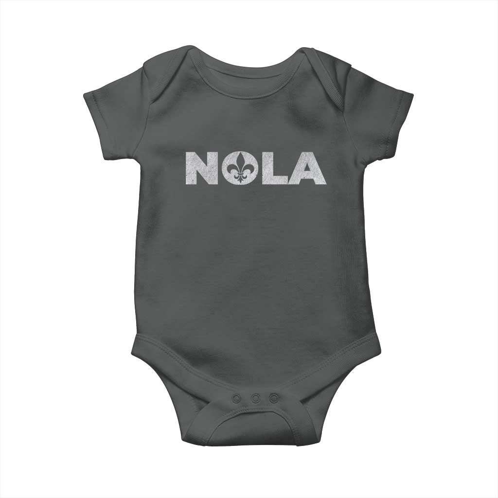 NOLA New Orleans Louisiana Baby Onesie TS09 Dark Heather Print Your Wear