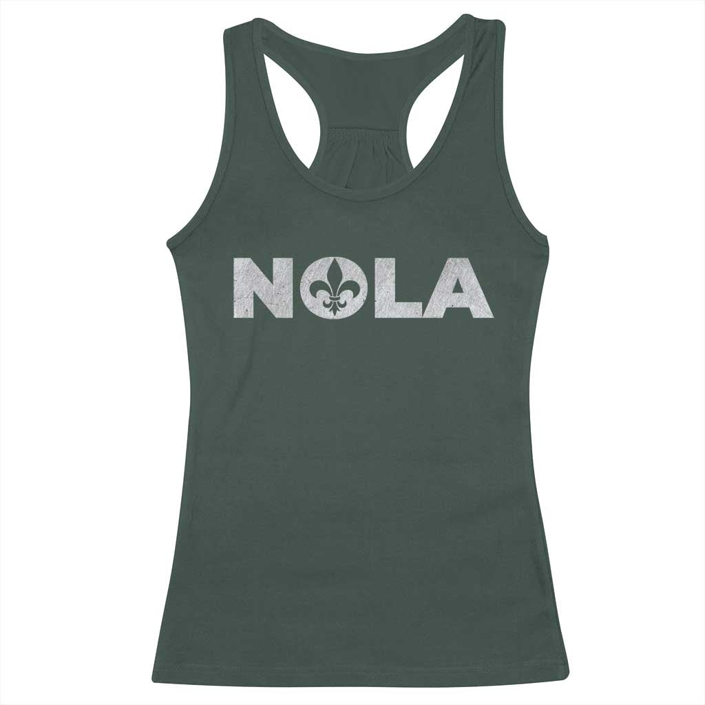 NOLA New Orleans Louisiana Racerback Tank Top TS09 Dark Forest Green Print Your Wear
