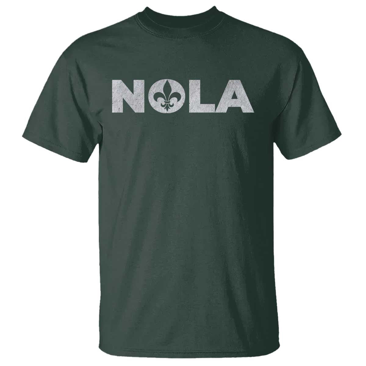 NOLA New Orleans Louisiana T Shirt TS09 Dark Forest Green Print Your Wear