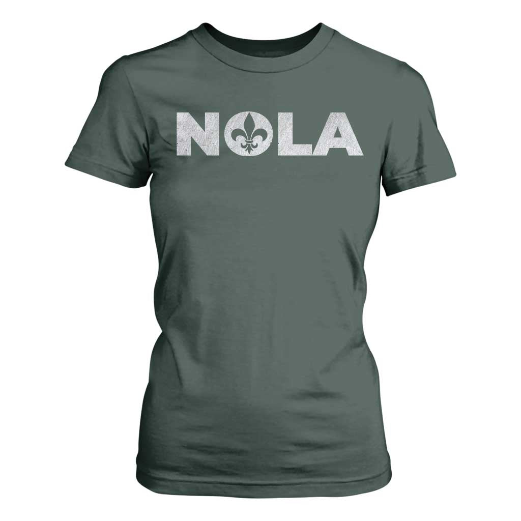 NOLA New Orleans Louisiana T Shirt For Women TS09 Dark Forest Green Print Your Wear
