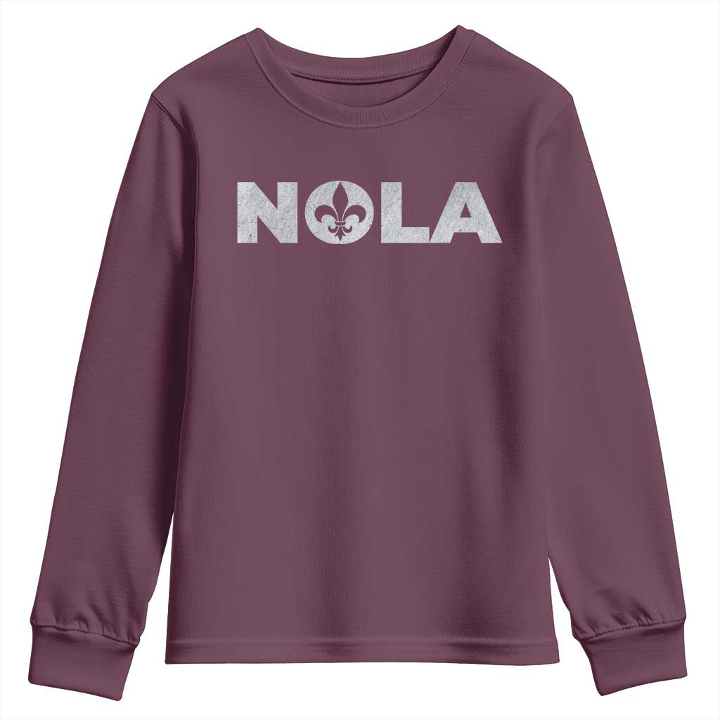 NOLA New Orleans Louisiana Youth Sweatshirt TS09 Maroon Print Your Wear