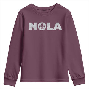NOLA New Orleans Louisiana Youth Sweatshirt TS09 Maroon Print Your Wear