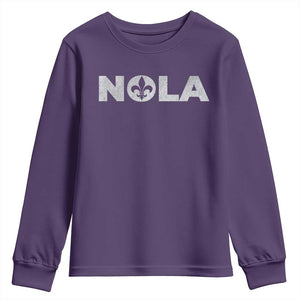 NOLA New Orleans Louisiana Youth Sweatshirt TS09 Purple Print Your Wear