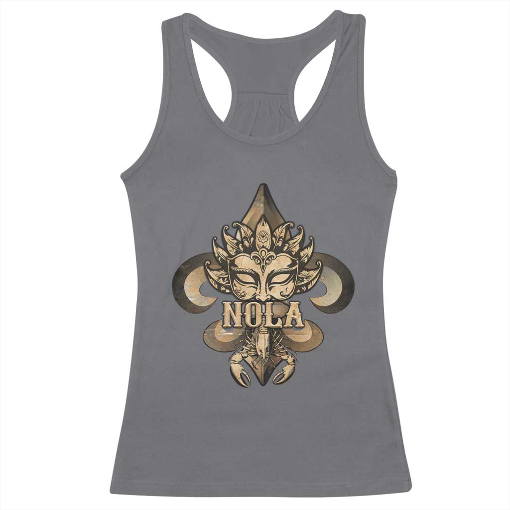 NOLA New Orleans Louisiana Racerback Tank Top Mardi Gras Mask Fleur De Lis TS09 Charcoal Print Your Wear