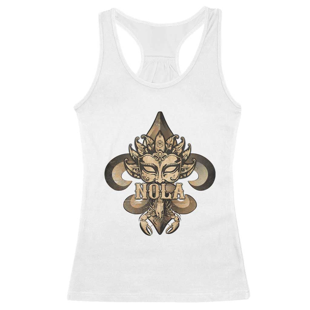 NOLA New Orleans Louisiana Racerback Tank Top Mardi Gras Mask Fleur De Lis TS09 White Print Your Wear