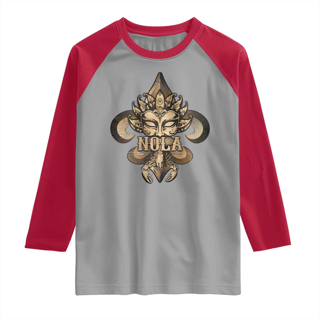 NOLA New Orleans Louisiana Raglan Shirt Mardi Gras Mask Fleur De Lis TS09 Sport Gray Red Print Your Wear