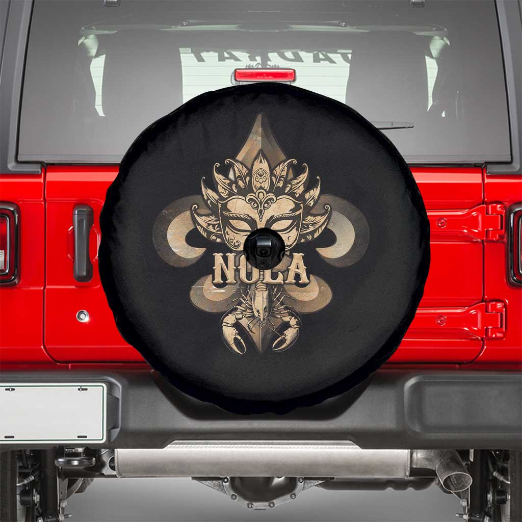 NOLA New Orleans Louisiana Spare Tire Cover Mardi Gras Mask Fleur De Lis TS09 Black Print Your Wear
