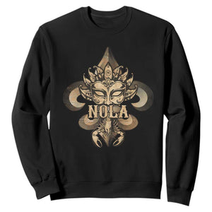 NOLA New Orleans Louisiana Sweatshirt Mardi Gras Mask Fleur De Lis TS09 Black Print Your Wear